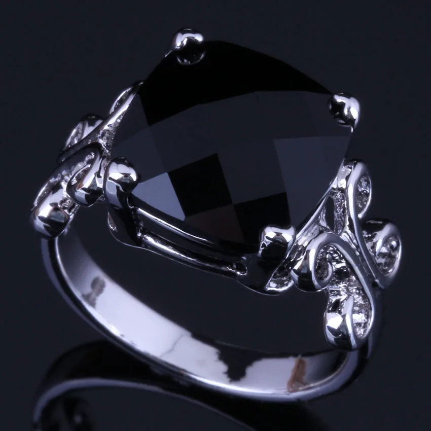 Небесный квадратный черный кубический цирконий кольцо из стерлингового серебра