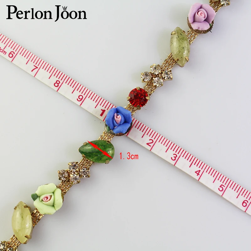 1 ярд цветов из смолы Стразы отделка металлическая цепочка милый стиль обувь