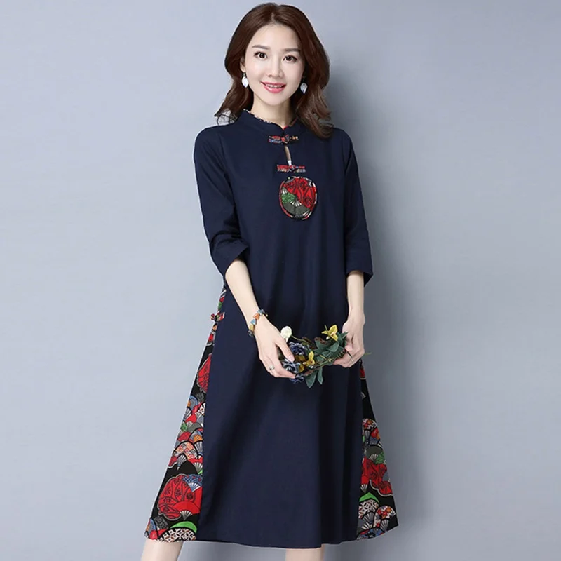 Женское винтажное платье свободного покроя элегантное в китайском стиле TA1614