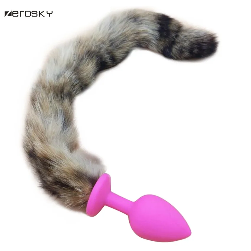 Силиконовая Анальная пробка с лисьими хвостами металлическая Женская