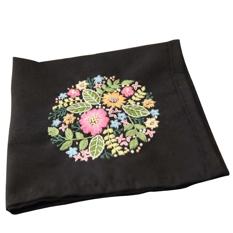 Набор сделай сам из ленты с цветочной вышивкой носовой платок кольцом для