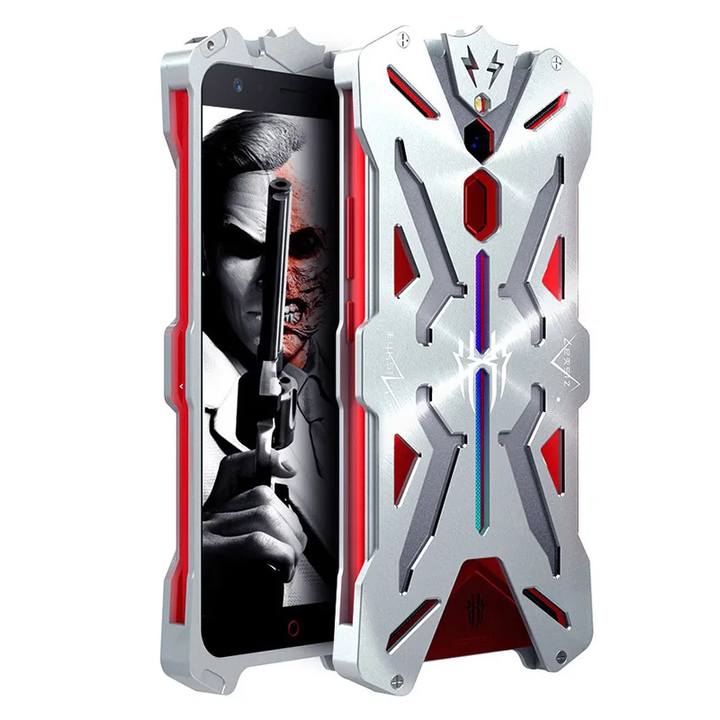 Защитный чехол Zimon из авиационного алюминия и металла для Nubia Red Magic, мощный чехол для улицы для Red Magic Mars, противоударный анодированный чехол с ЧПУ - Цвет: Серебристый