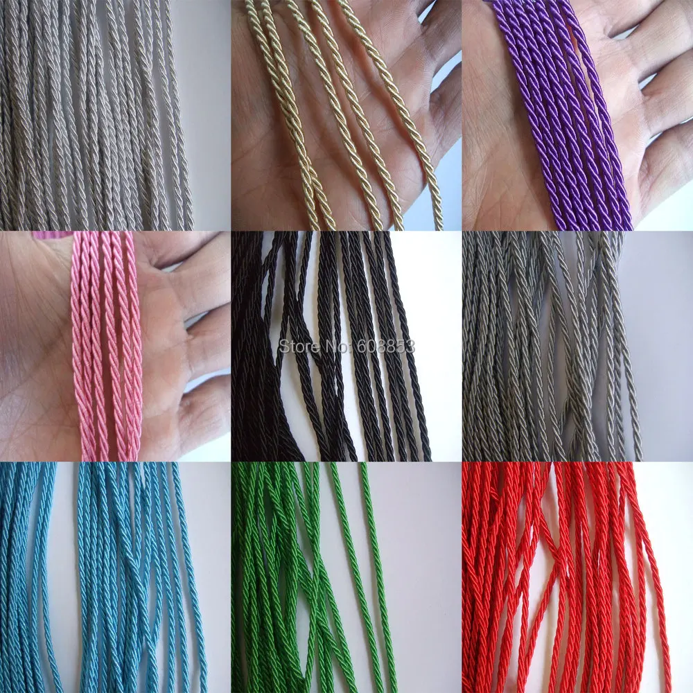 

9 Color Choice 3mm Twisted Cord Trim Rope/Braid x 10 Metres