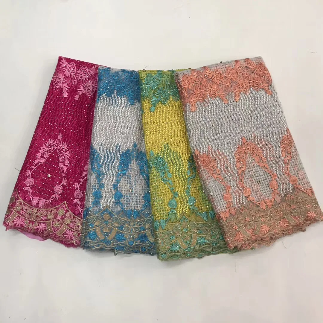 

Wathet African Laces Fabrics Embroidered Nigerian Guipure French Lace Fabric High-quality 2018 African French Net Lace Fabric