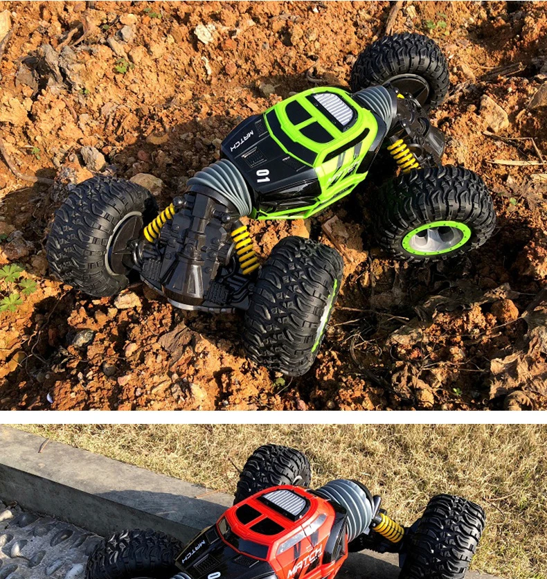 2,4 г четырехколесный привод RC автомобили гусеничный 4WD двухсторонний трюк трансформирующий автомобиль игрушка перезаряжаемый автомобиль подарок на день рождения