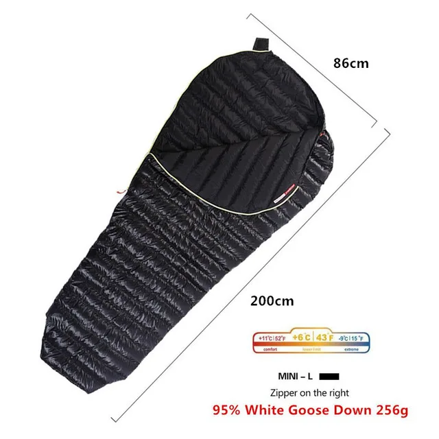 MINI L black Aegismax уличный кемпинговый ультра-светильник для мам 95%, 800FP, спальный мешок на гусином пуху, весенний, осенний, зимний тент, светильник, спальные мешки - Цвет: MINI L black