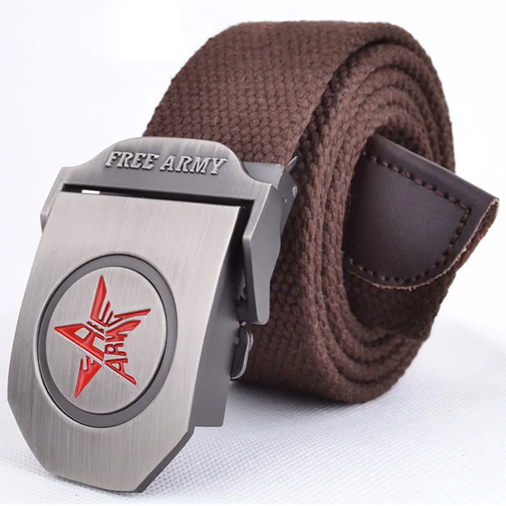 Ремень мужской с автоматической пряжкой Модный брезентовый пояс в стиле