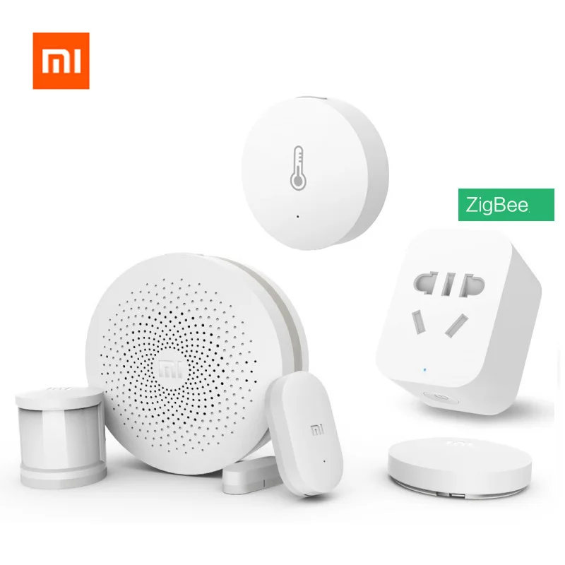 Xiaomi Mijia комплекты для умного дома шлюз 2 двери окна сенсор движения беспроводной переключатель Температура Влажность sebsorZigBee розетка