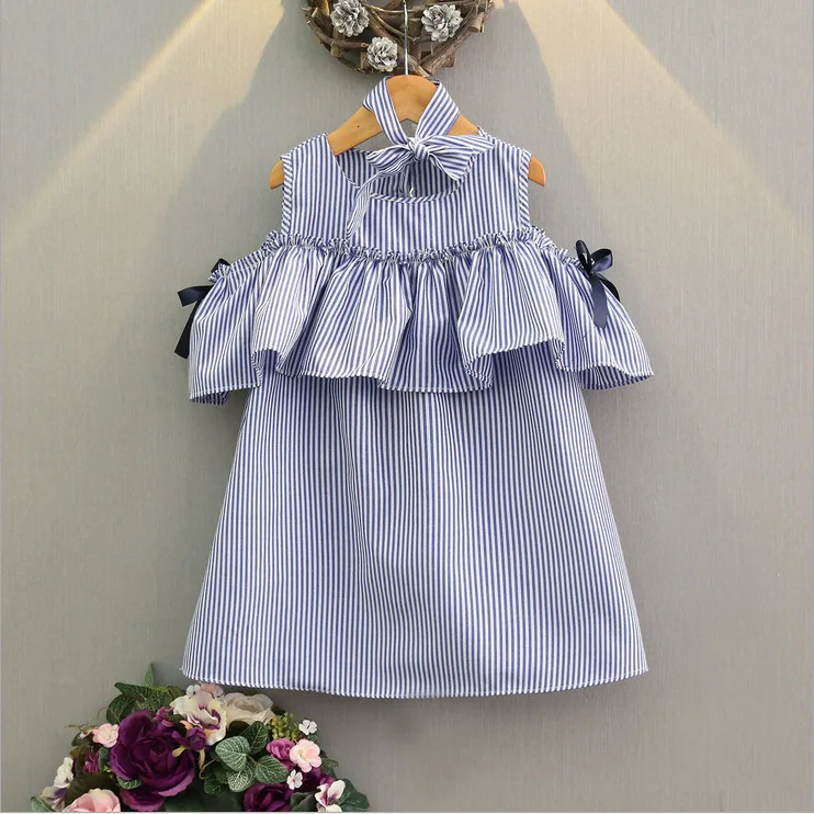 Girls Dress New Summer Kids Strapless Korean Striped Dresses Children Clothing Q667 | Детская одежда и обувь