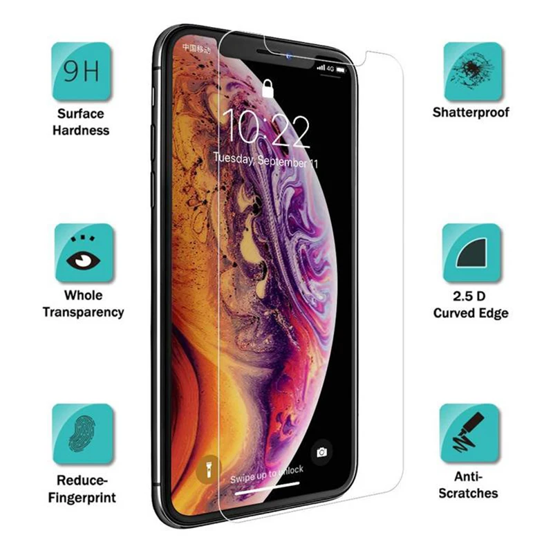 500 шт для iPhone 7 8 XR XS MAX X защита экрана J3 J7 prime Huawei P20 Lite Xiaomi 0 26 мм 2.5D 9H Закаленное