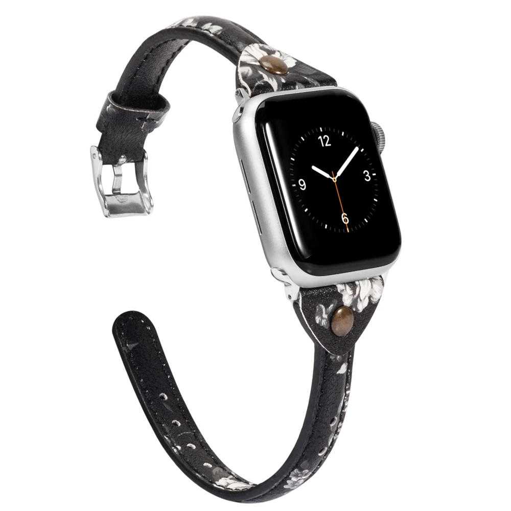 BKWhite Тонкий кожаный ремешок для Apple Watch 42 мм 44 мм iWatch женский ремешок классические браслеты браслет для отдыха для iWatch серии 4 3 2 1 - Цвет ремешка: BKWhite