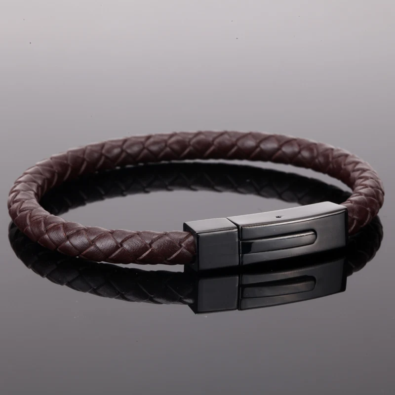 Мужской браслет Mcllroy плетеный кожаный ручной работы из нержавеющей стали кожи