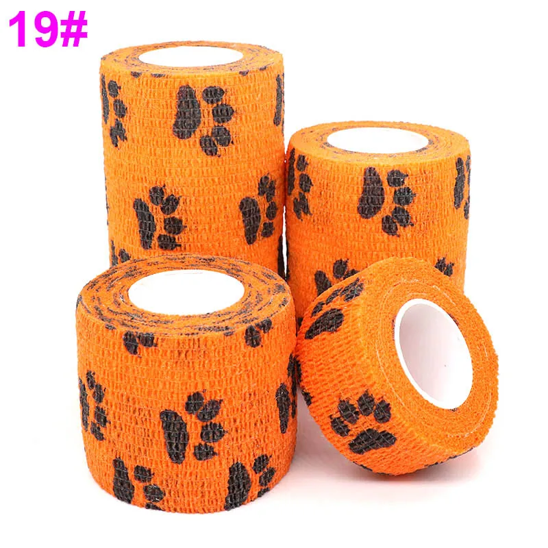 19 Dog claw Orange 4,5 м красочные спортивные наколенники медицинская терапия Печатный Эластичный бинт протектор самоклеющиеся обертывание лента для пальцев сустава Pet - Цвет: 19 Dog claw Orange