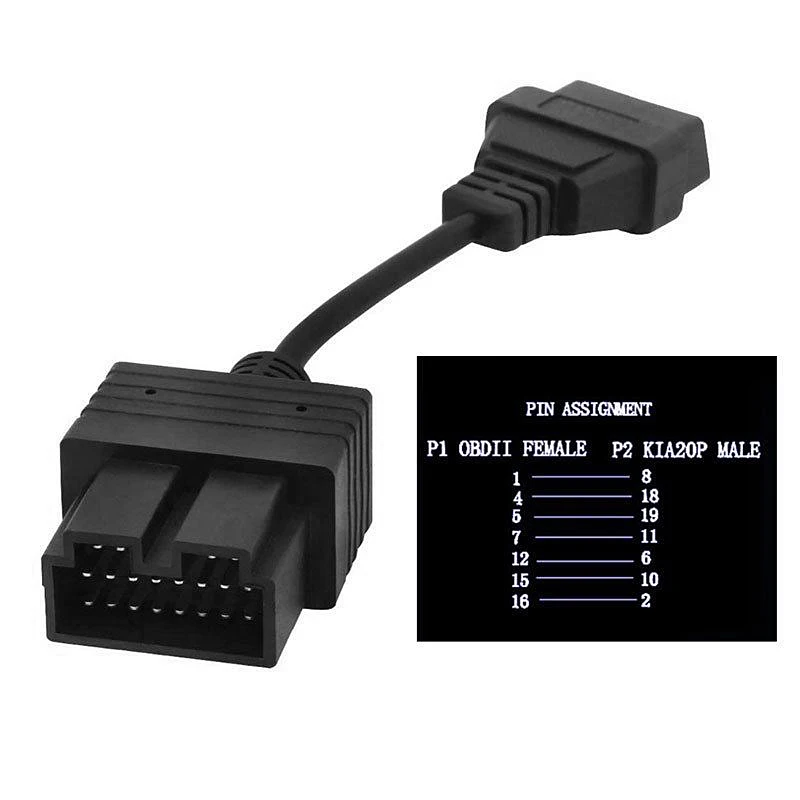 For KIA 20 PIN To 16 Adapter OBD2 Female Connector Diagnostic Tool Code Reader Cables Pin OBD to 2 | Автомобили и мотоциклы