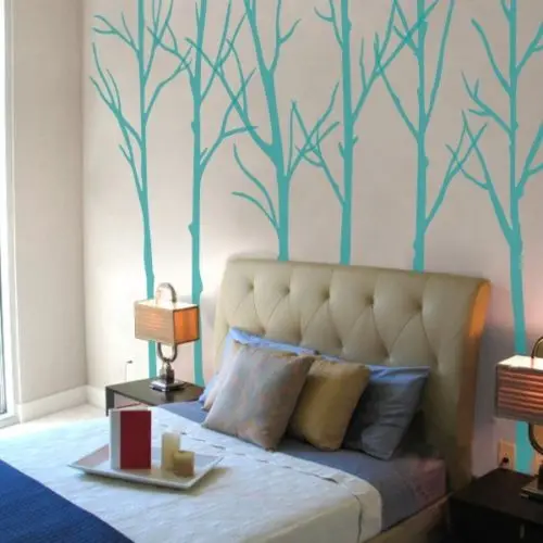 Наклейка на стену с изображением зимнего дерева мотивация изголовье леса