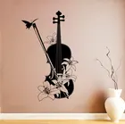 Музыкальный инструмент виниловые наклейки на стены скрипки стены Стикеры домашний декор с возможностью подключения к цветы Настенная инструмент настенный плакат AY1394