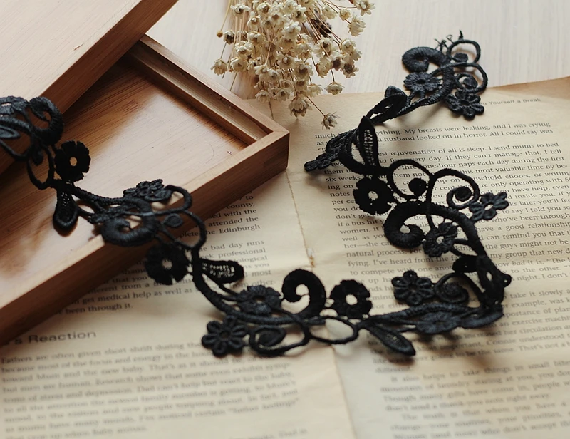 2y/лот Venise кружевной отделкой Black Rose кружева роза Аппликации изменить Couture
