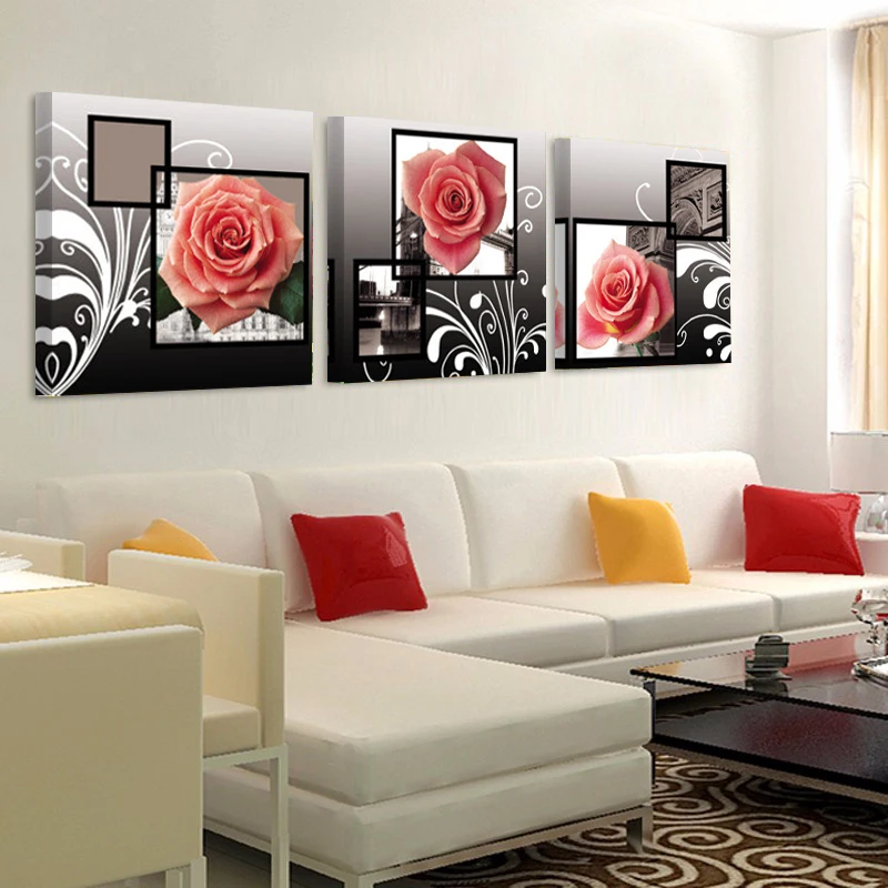 Настенное искусство домашний декор Современная розовая роза картины на холсте с