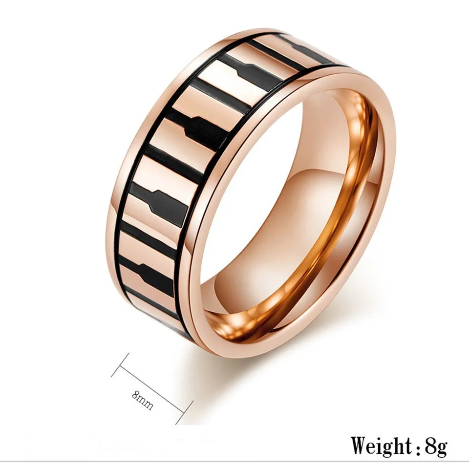 

Newest Design Rose Gold Dripping Oil Black Piano Ring Titanium Steel Silver Color Punk Music Rings for Men Women lapis lazuli