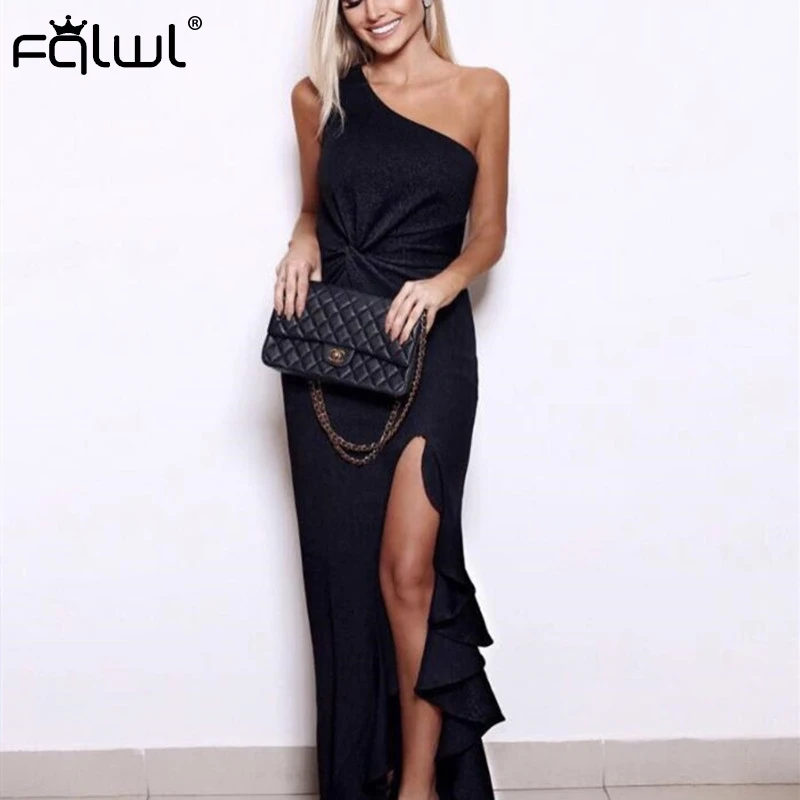 Женское длинное платье с разрезом на одно плечо FQLWL Белое Платье макси открытой спиной Клубное вечернее