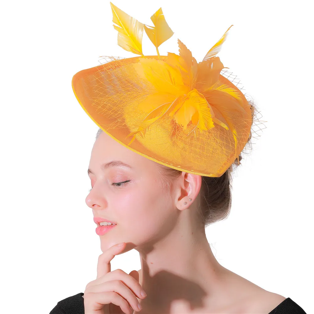 Elegant Lady Women Feather Fascinator Derby Chapeau Hair Clip Headwear Wedding Party Accessory Sombrero Female Fedora |