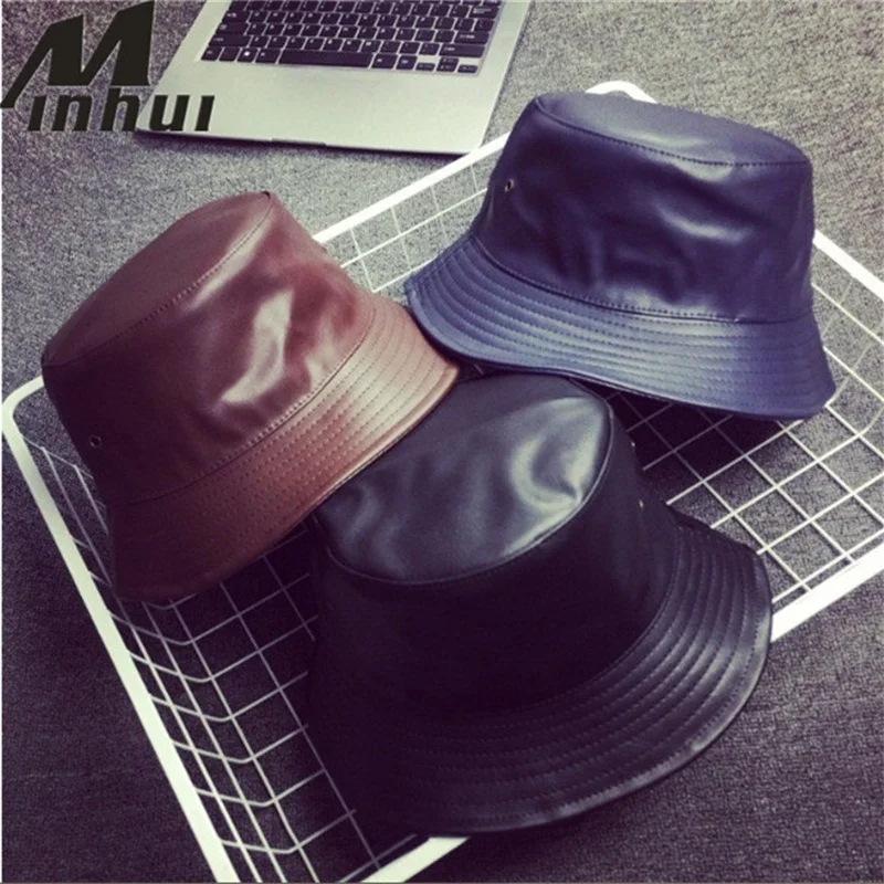 Мужская и женская панама Minhui модная Панама из искусственной кожи в стиле хип-хоп