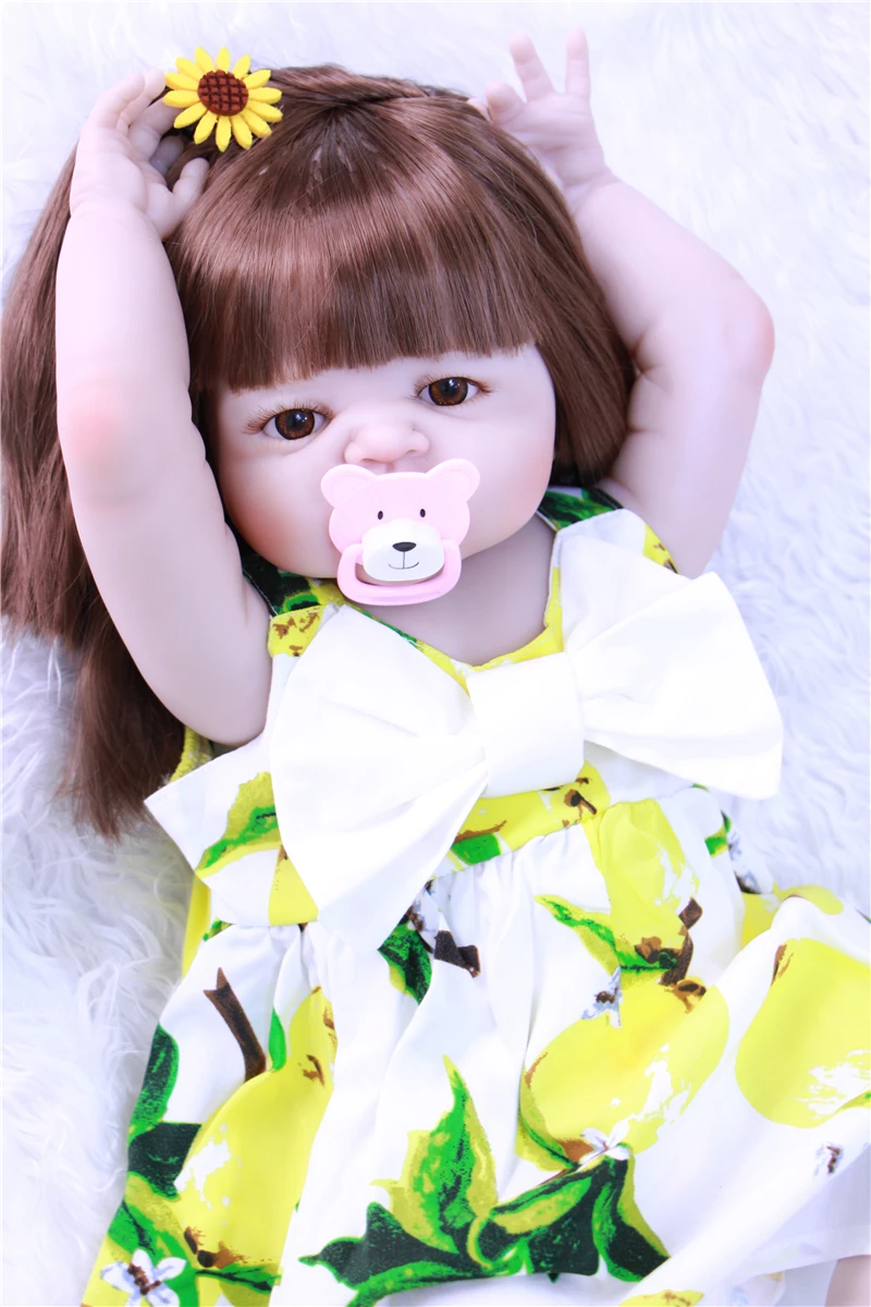 Полностью силиконовые куклы для новорожденных подарок bebe 22 дюйма Reborn menina de Silicone 55