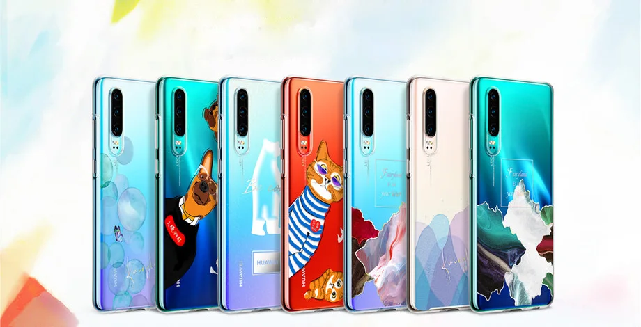 HUAWEI P30 P30 Pro, прозрачный чехол, мягкий TPU, цветная, полная прозрачная защита, задняя крышка, оболочка для P30/P30 Pro