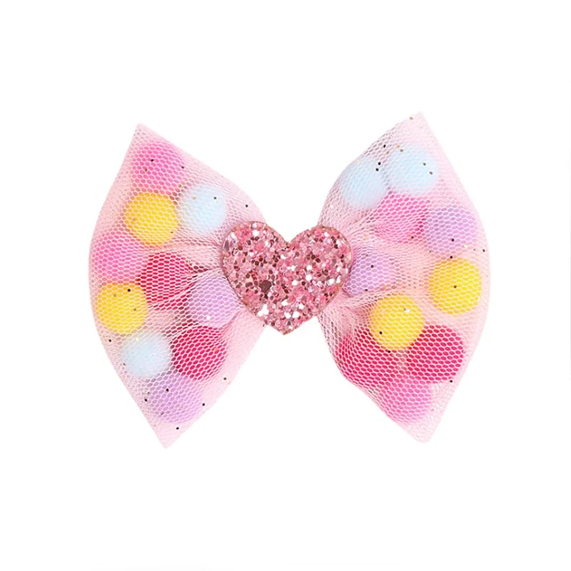 

24 pcs/lot Colorful Pom Pom Ball Bow Hair Clips Kids Girls Hair Accessories Cartoon Harpins Holiday Party Gift Queenbaby