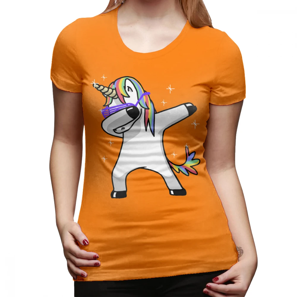 Футболка с единорогом Dab, футболка с единорогом, забавная Волшебная футболка в стиле хип-хоп, женская футболка с короткими рукавами и круглым вырезом, серая женская футболка - Цвет: Оранжевый