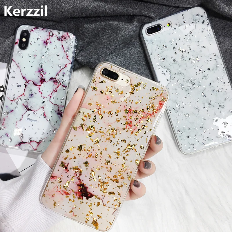 Роскошный чехол Kerzzil из фольги и мрамора для iphone 6 S X 7 8 Plus модные крутые