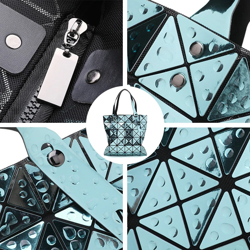 Women Bag Folded Ladies luxury Handbag Bags Designer Laser Shoulder Geometric Plaid Tote bolsos mujer For Female | Багаж и сумки