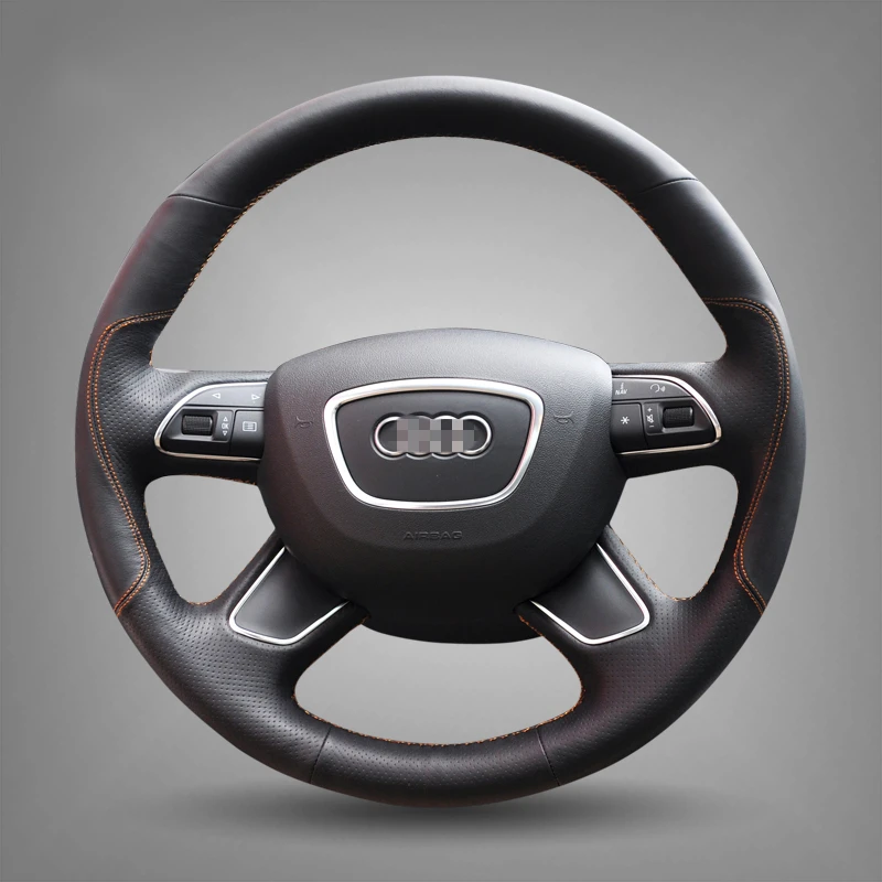 Чехол из натуральной кожи для руля Audi A3 (8V) A8 (D4) Q3 Q5 A4 (B8) A6 (C7) Q7|leather steering wheel cover|steering