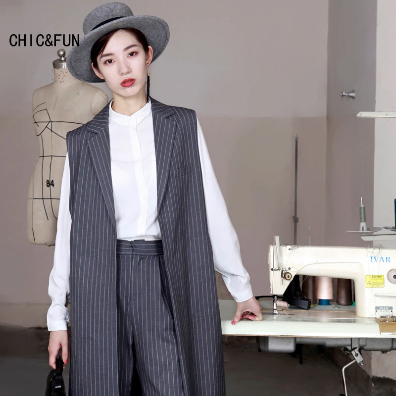 Шик и весело высокое качество длинная куртка с секциями полоса женский пиджак