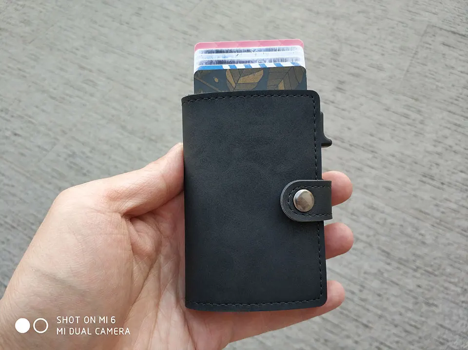 Новинка, RFID Блокировка, Ретро стиль, кредитный держатель для карт, для мужчин, алюминиевый, бизнес, ID, кожаный чехол для карт, мужской металлический держатель для карт, тонкий кошелек