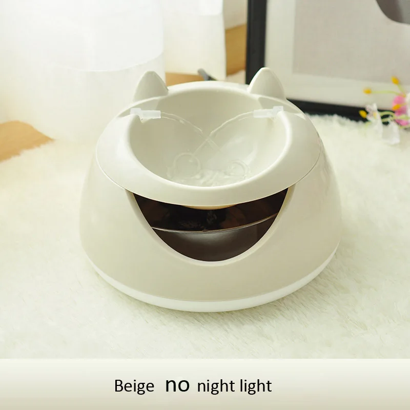 beige no night light Автоматический фонтан для кошек светящиеся Домашние животные собаки USB Электрический водяной фонтан диспенсер для воды поилки для домашних животных дропшиппинг - Цвет: beige no night light