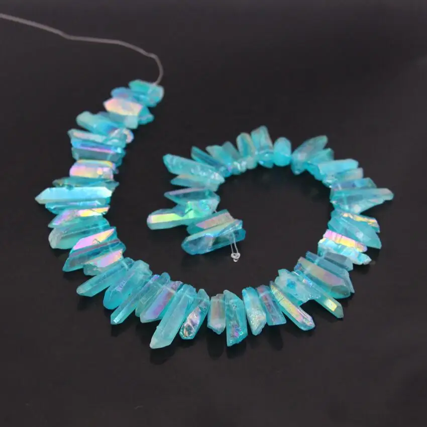 Бусины из мистического титана с голубым кварцем 15 5 дюймов|top drilled beads|beads beadscrystal point