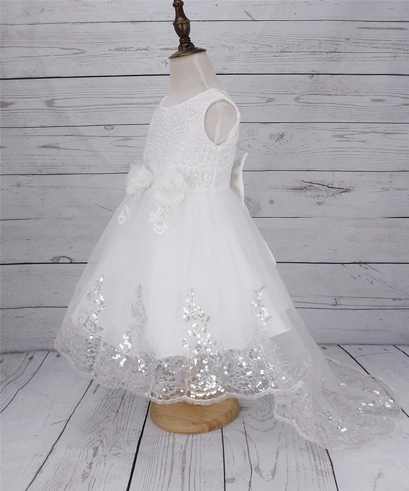 2-8 Years Girls Flower Long Tail Formal Dress Red White Lace for Baby Kids princess dress girls costumes christmas clothes | Детская
