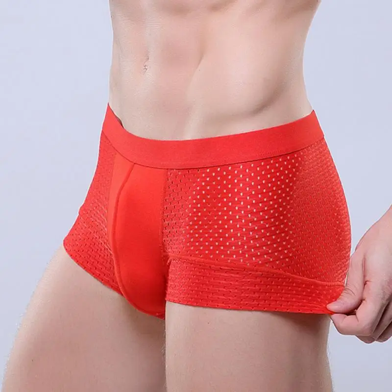 Дышащие сетчатые мужские боксеры шорты большого размера мужское нижнее белье