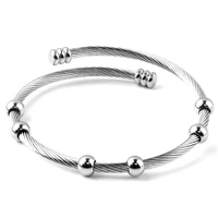 hot promotions multi beads simple atmosphere pure stainless steel bracelet korean fashion accessories