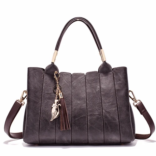 Grey Handbag Miyaco винтажные кожаные сумки для женщин сумки на плечо сумка-мессенджер роскошные сумки женские сумки дизайнерские с кисточкой - Цвет: Grey Handbag