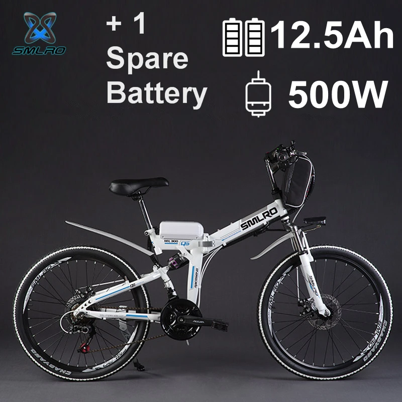 2" 48 V 350 W/500 W 8A/12.5A литий Батарея складной электрический велосипед, горный велосипед, электрический велосипед, MTB Байк, способный преодолевать Броды(сумка Тип - Цвет: 12.5AX2 500W WHITE S