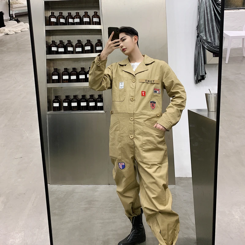 Новинка 2019 мужские комбинезоны весенние тренировочные брюки на бедрах рабочие