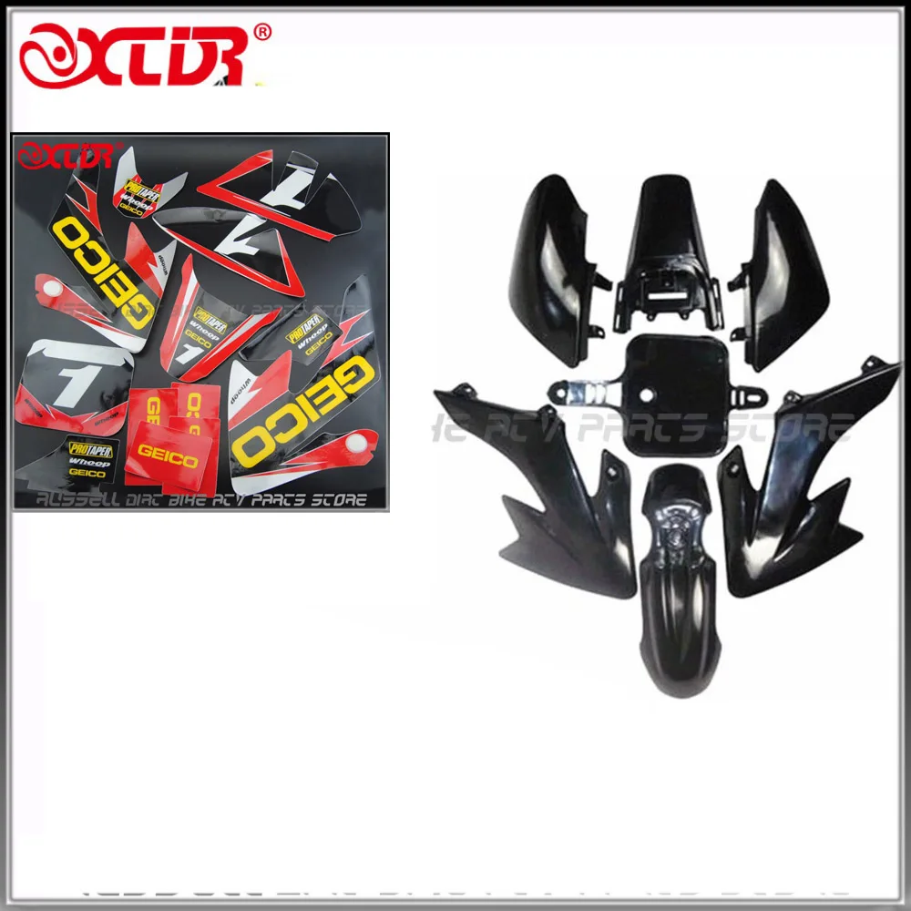 CRF50 наклейки с рисунком наборы и черные пластиковые крылья для Honda CRF 50 XR50 SDG Dirt Pit Bike