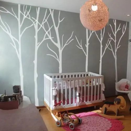 Наклейка на стену с изображением зимнего дерева мотивация изголовье леса