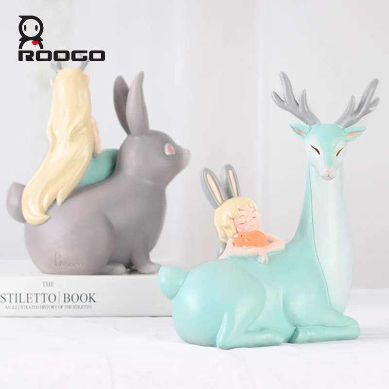 Статуэтки ROOGO из смолы с милыми животными украшение для дома креативный орнамент
