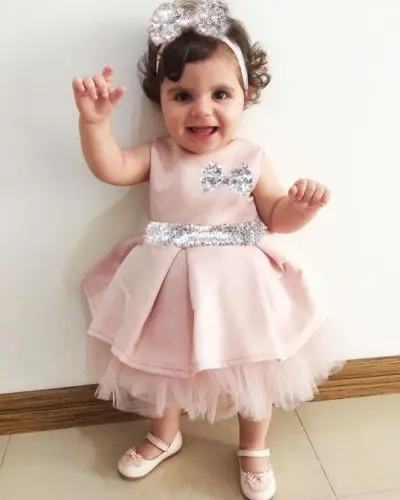 Детское платье для девочек лето 2018 платья маленьких бант с пайетками бальное без