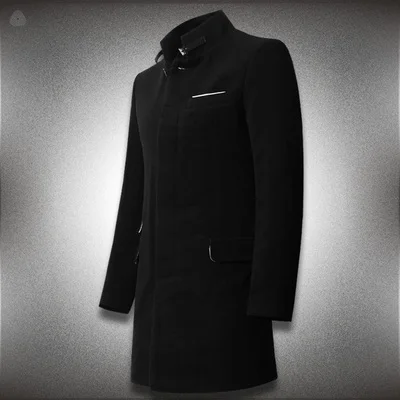 2015 Winter Slim wool coat top luxury British style men's single-breasted long sub-paragraph woolen fashion male M-XXXL | Мужская
