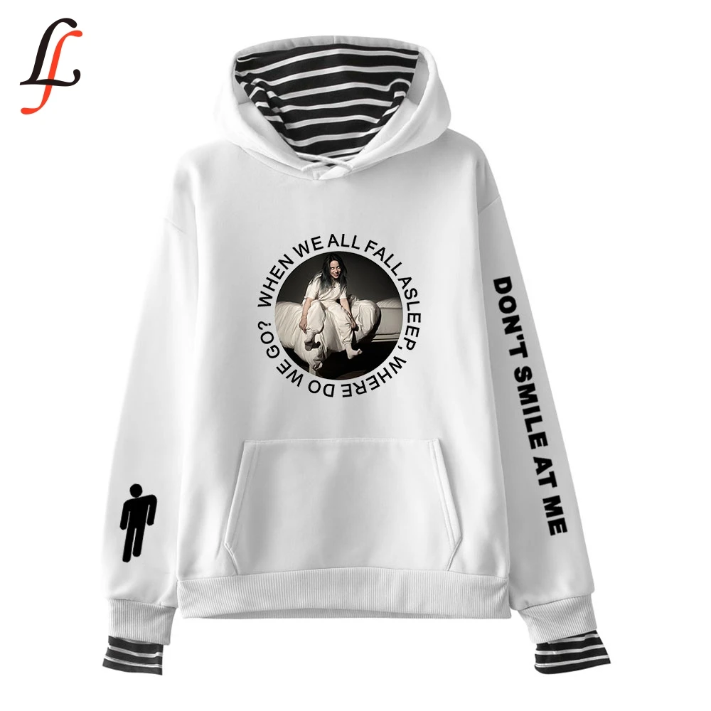 Толстовка с длинным рукавом Billieeilish осенняя теплая толстовка капюшоном из двух