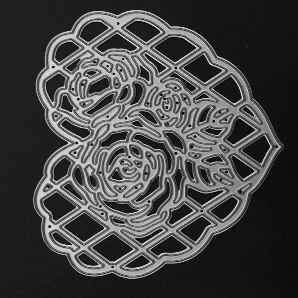 Новые DIY металлические режущие штампы с большим сердечком и розовым узором